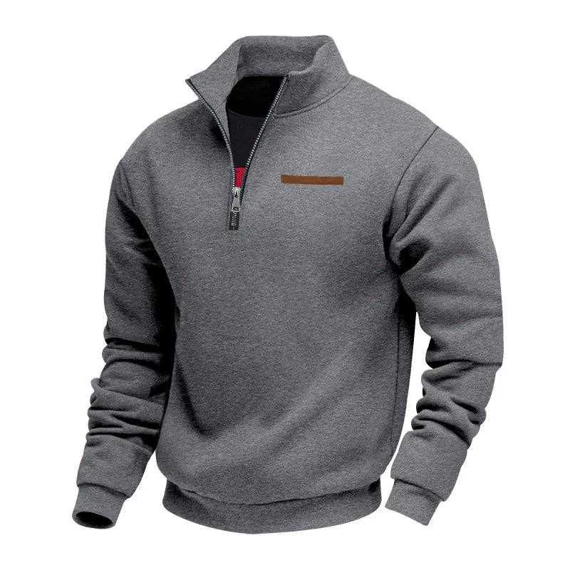Felpa Uomo in Pile con Mezza Zip