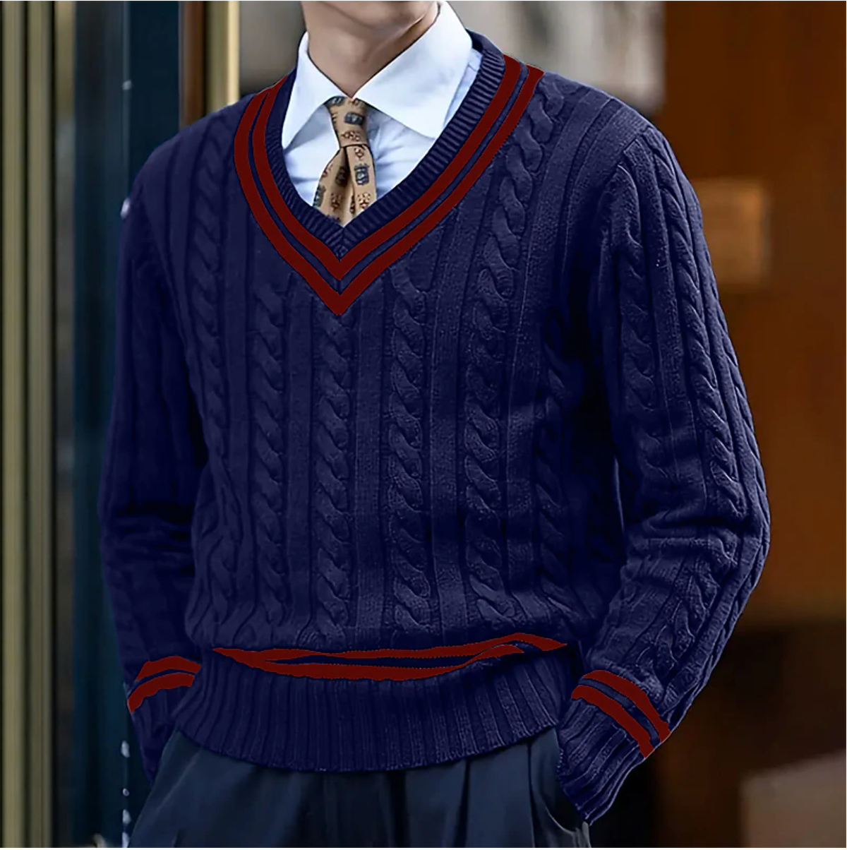 Maglione Uomo Scollo a V Morbido Comfort