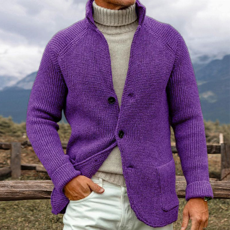 Cardigan Uomo Maglia Grossa Stile Lavorato Ampio