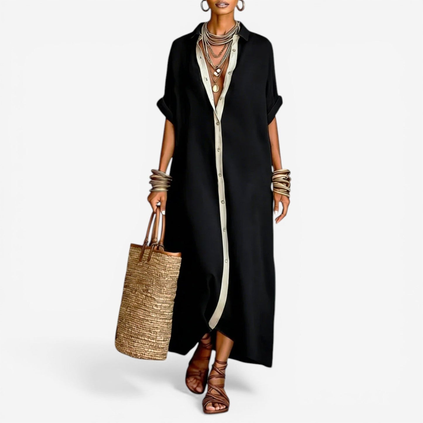 Sienna | Abito Camicia Donna Lungo Oversize Bordura Bottoni 4