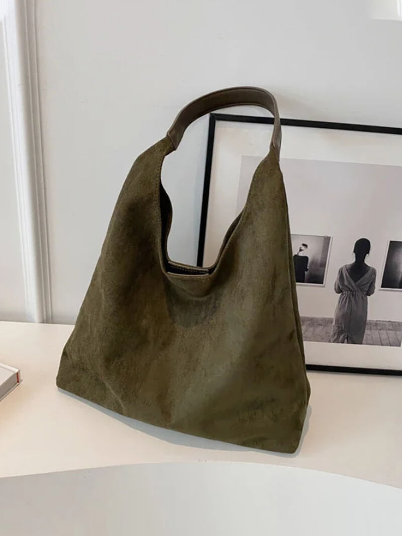 Borsa a Spalla Donna in Pelle Scamosciata Minimalista