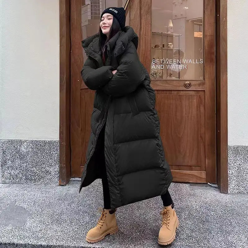 Cappotto Lungo Donna Imbottito Trapuntato con Cappuccio