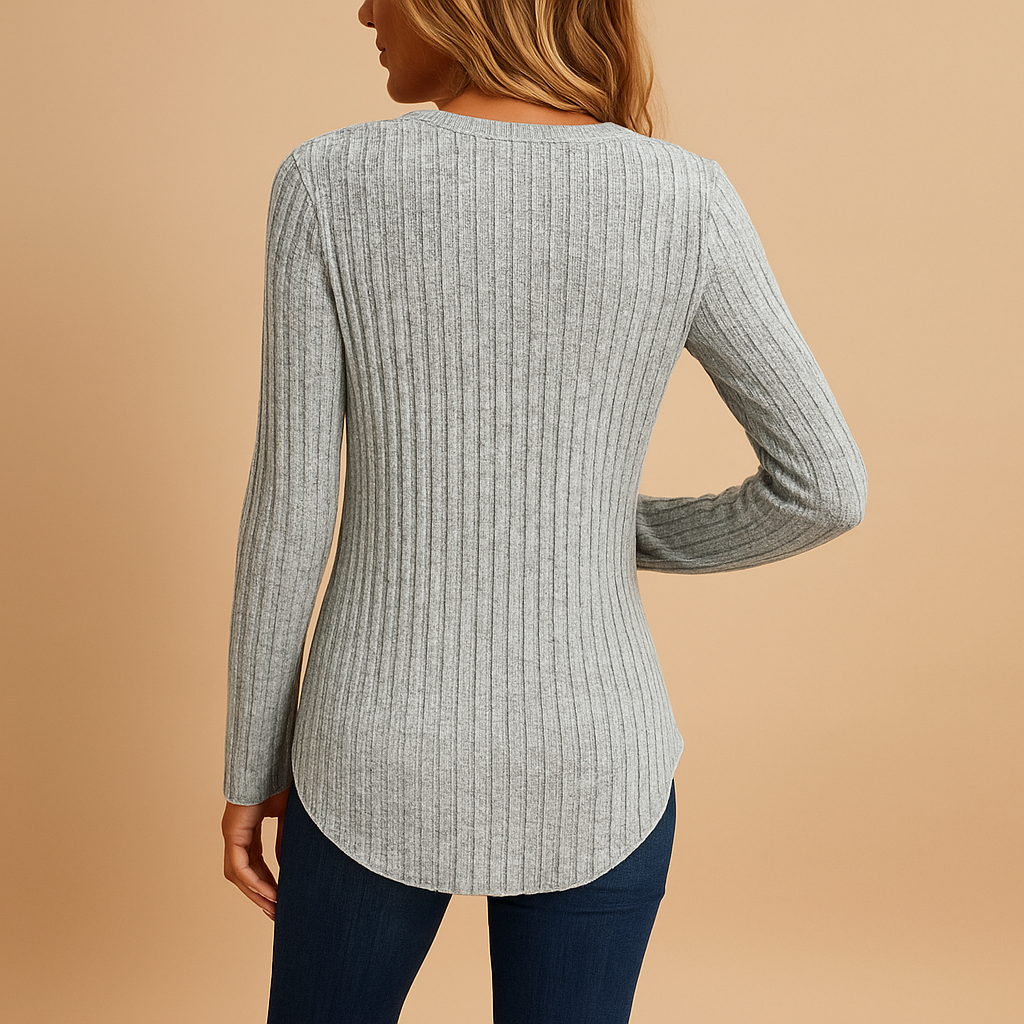 Tessa | Top a coste con scollo a V e bottoni per donna 3