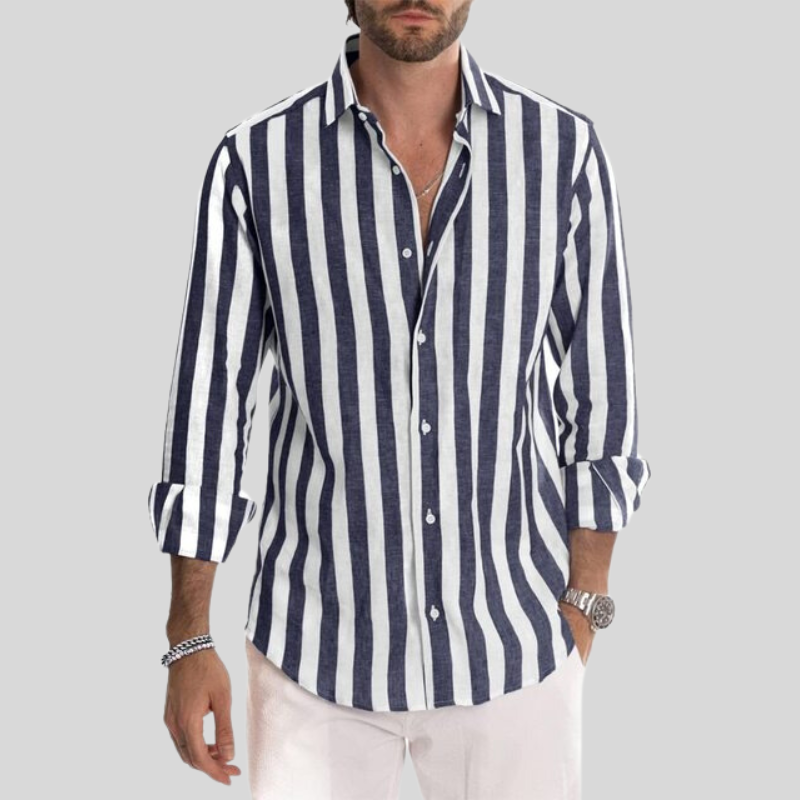 Camicia Uomo a Righe Manica Lunga Slim Fit