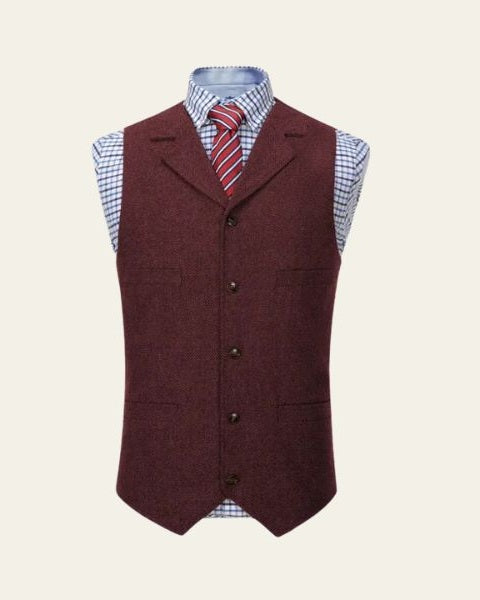 Vestano | Gilet Uomo in Tweed Spina di Pesce Revers a Lancia 8
