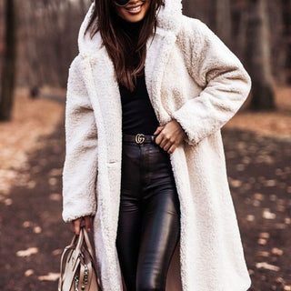 Cappotto Lungo Donna con Cappuccio e Tasche