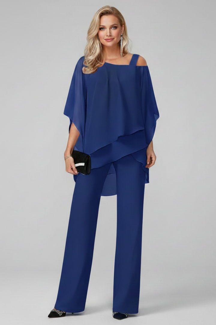 Tuta Donna Fluida Scollatura Spalle Scoperte Pantaloni Larghi