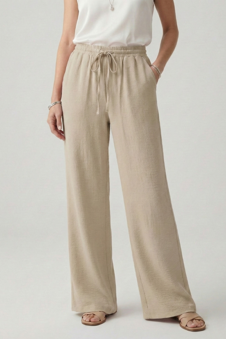 Pantaloni Palazzo Donna con Coulisse e Tasche Laterali Comodi