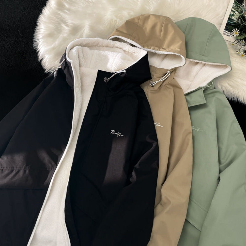 Giacca Uomo Reversibile con Cappuccio e Fodera in Pile