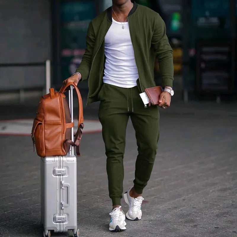 Tuta Uomo in Velluto con Giacca con Zip Comfortabile
