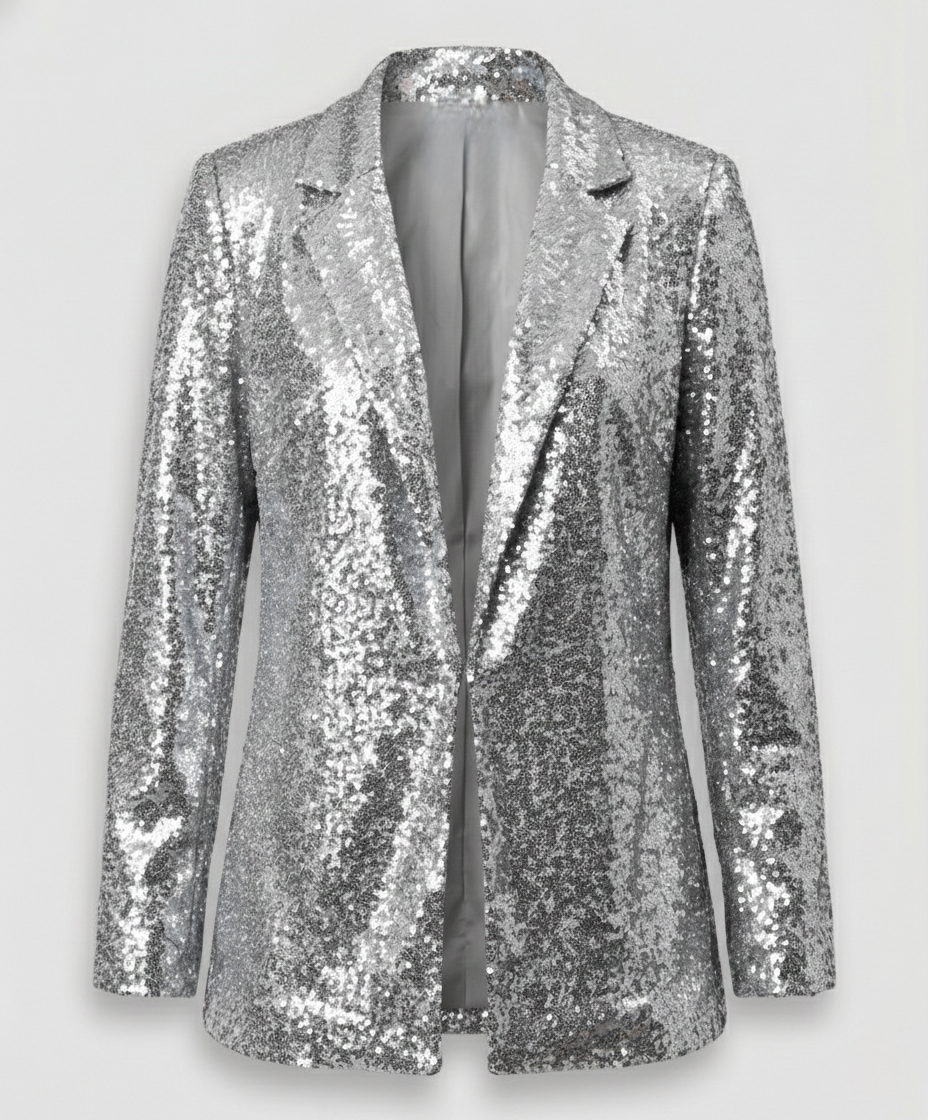 Blazer Donna Paillettes Elegante Slim Fit