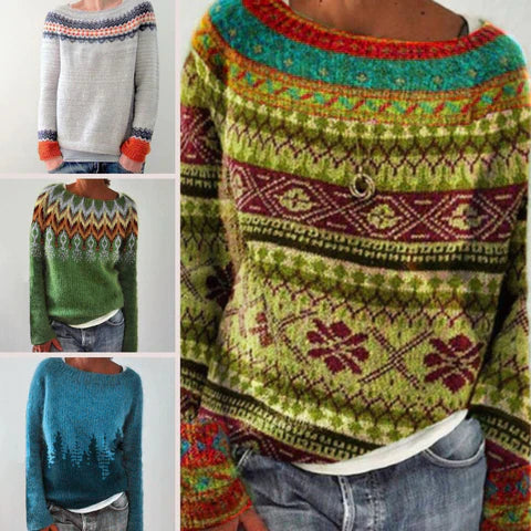 Maglione Donna Maglia Grossa Inverno Girocollo