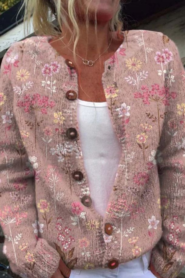 Cardigan Donna Fantasia Floreale Vestibilità Regular