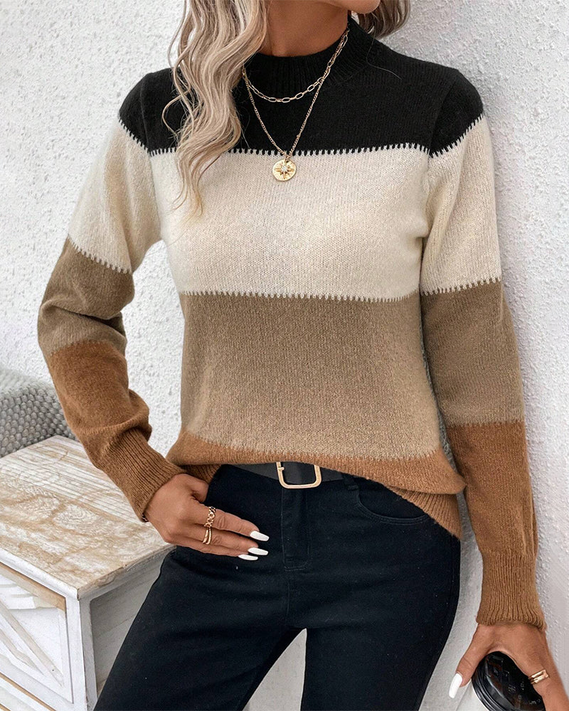 Maglione Donna Colorblock Morbido e Caldo