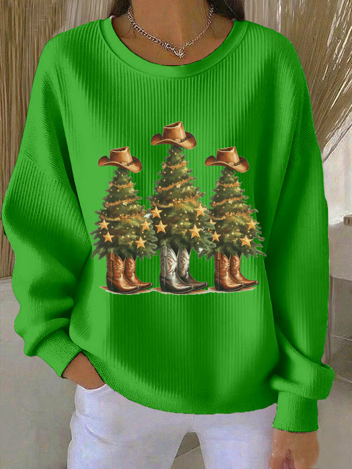 Maglione Donna con Alberi di Natale Western