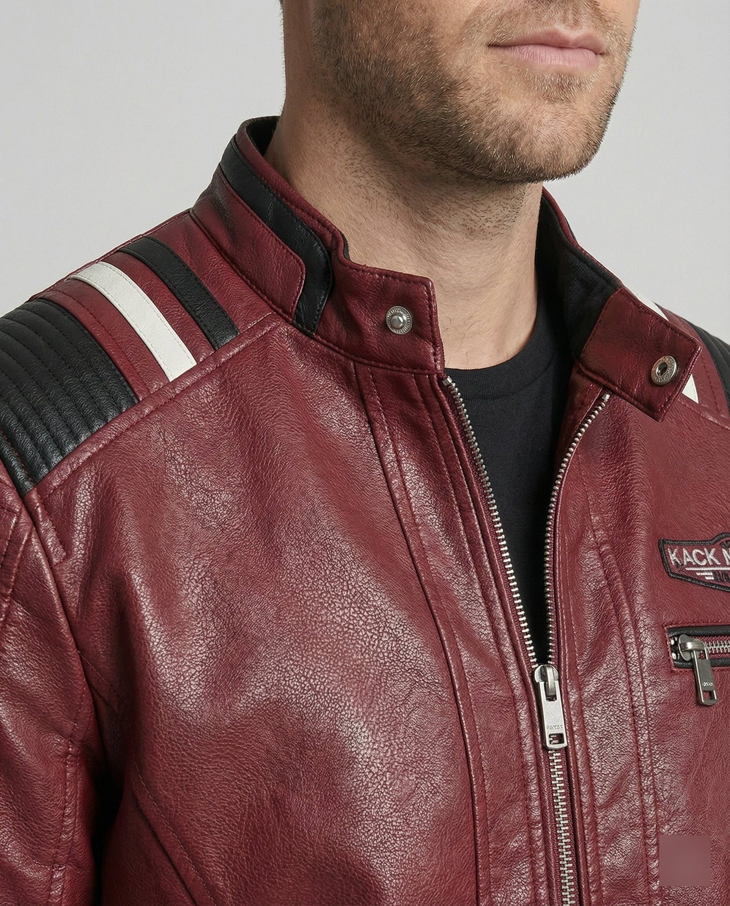 Giacca Uomo in Pelle Stile Biker Slim