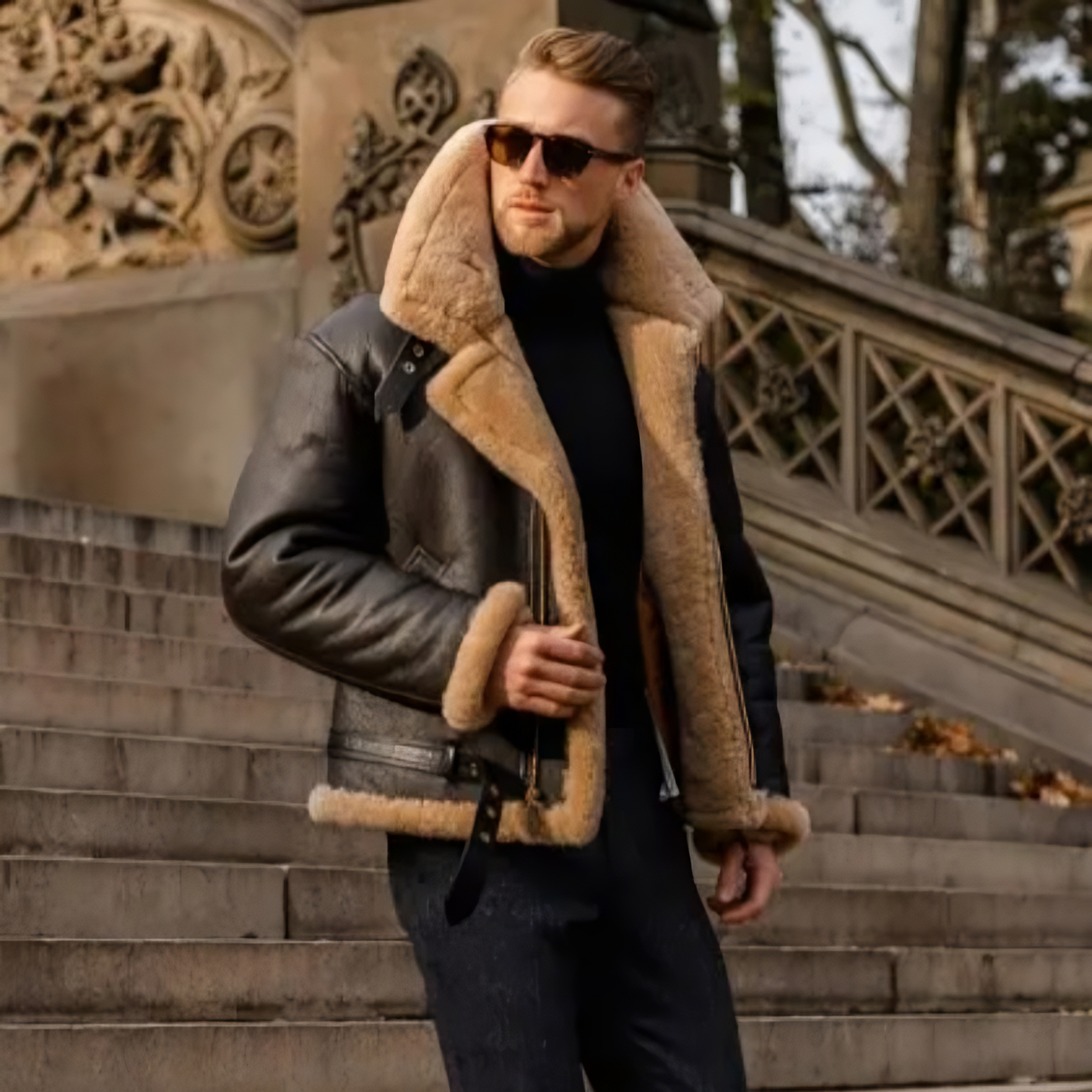 Giacca Aviatore Uomo in Pelle Stile Classico
