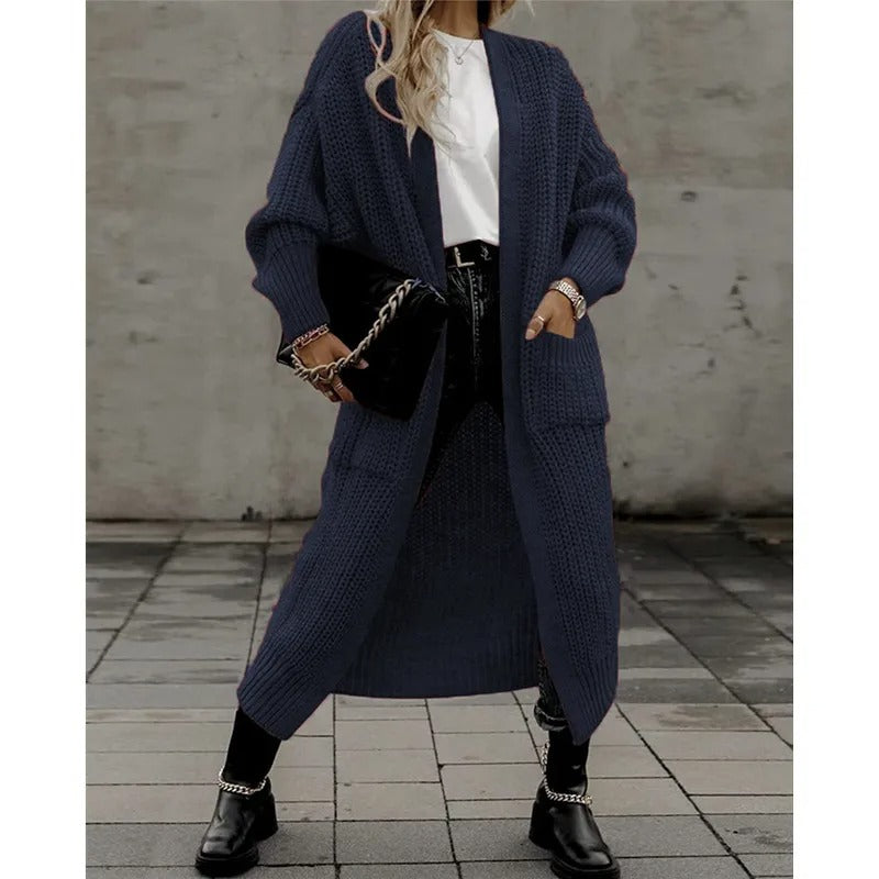 Cardigan Donna Casual con Tasche Maglia Morbida