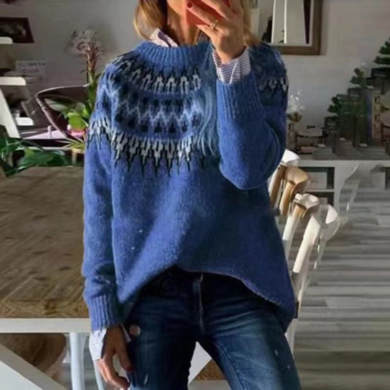 Maglione Donna Girocollo Stile Norvegesi