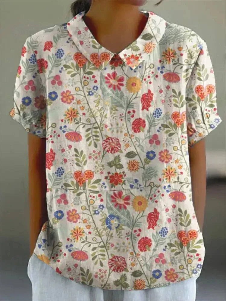 Camicia Donna Estiva Stampa Floreale Leggera