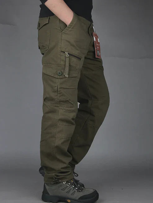 Pantaloni Cargo Uomo Tessuto Strutturato Vestibilità Dritta