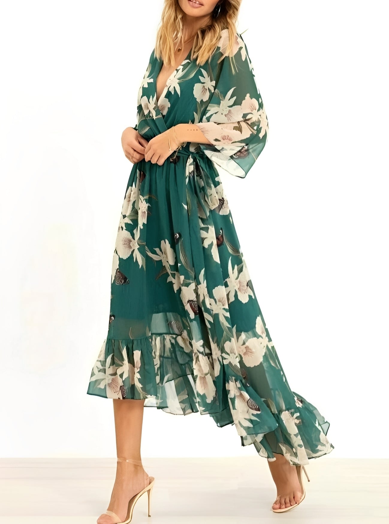 Abito Maxidress Donna Svasato Tessuto Fluttuante