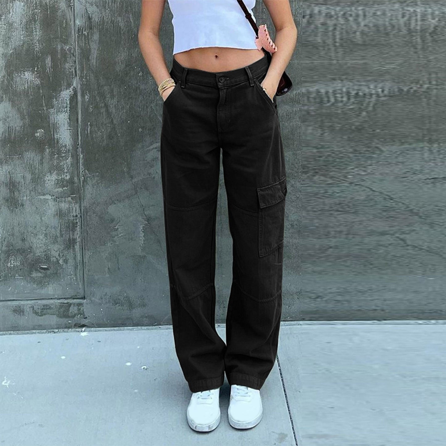 Pantaloni Cargo Donna Cotone Casual Vestibilità Comoda