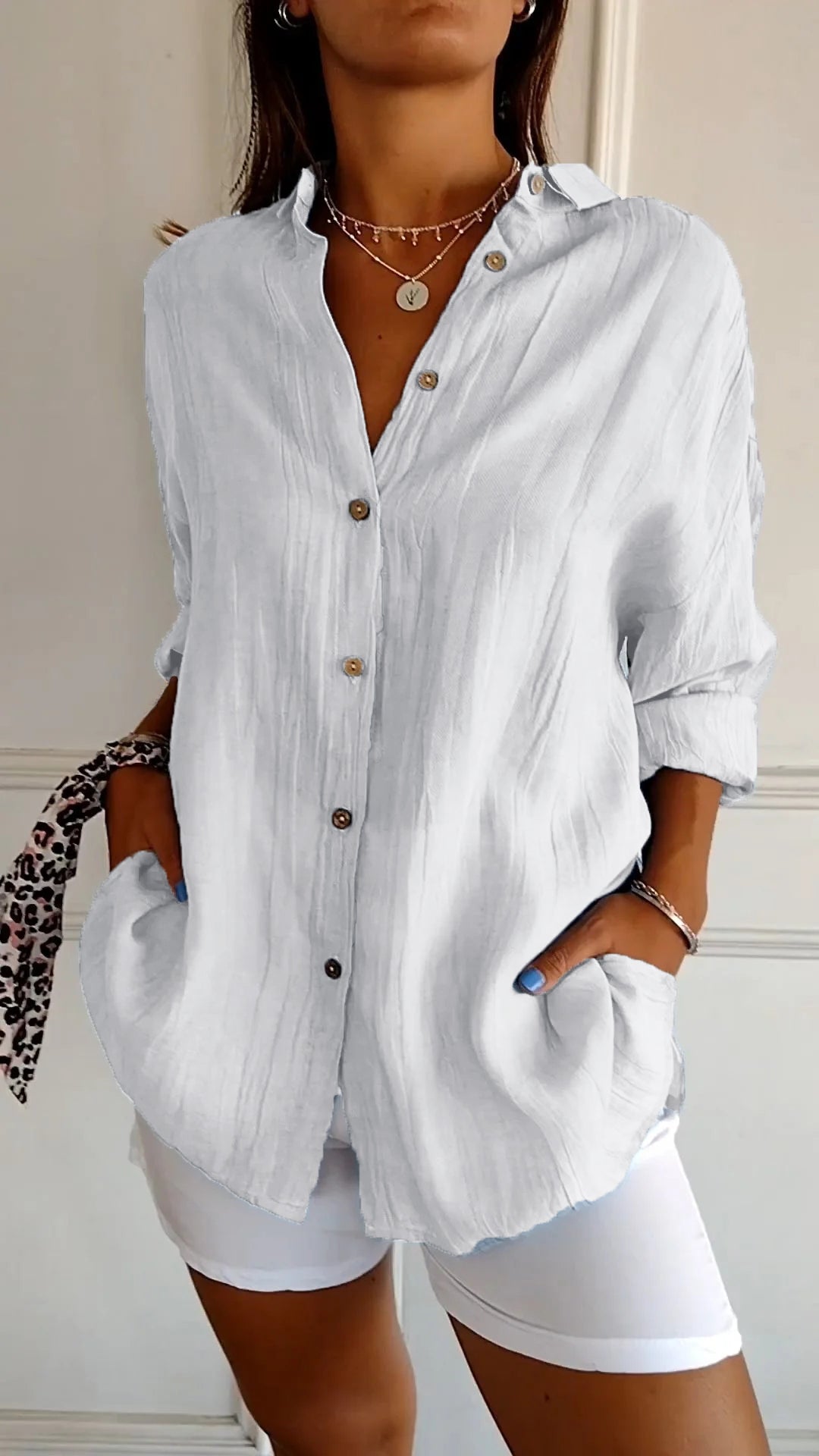 Camicia Donna Manica Lunga Casual