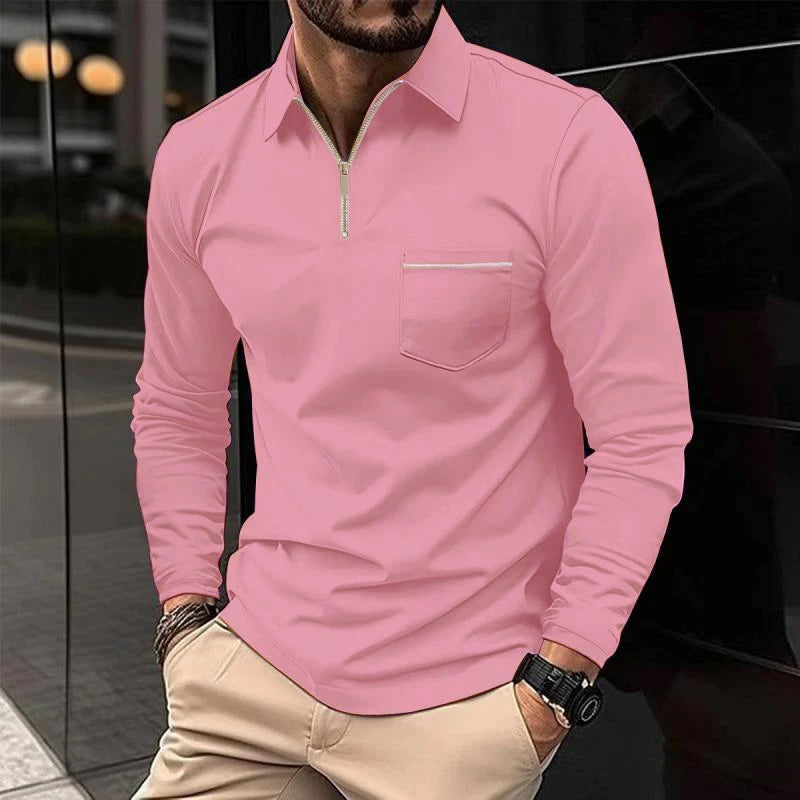 Polo Uomo Manica Lunga con Chiusura a Zip