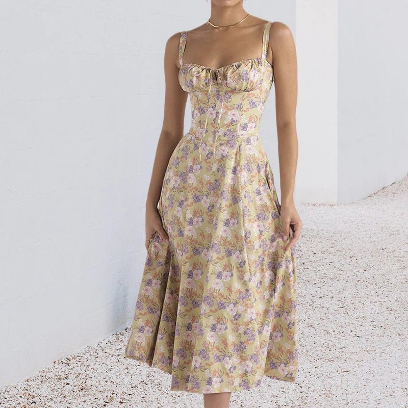 Abito Midi Donna Bustier con Spalline