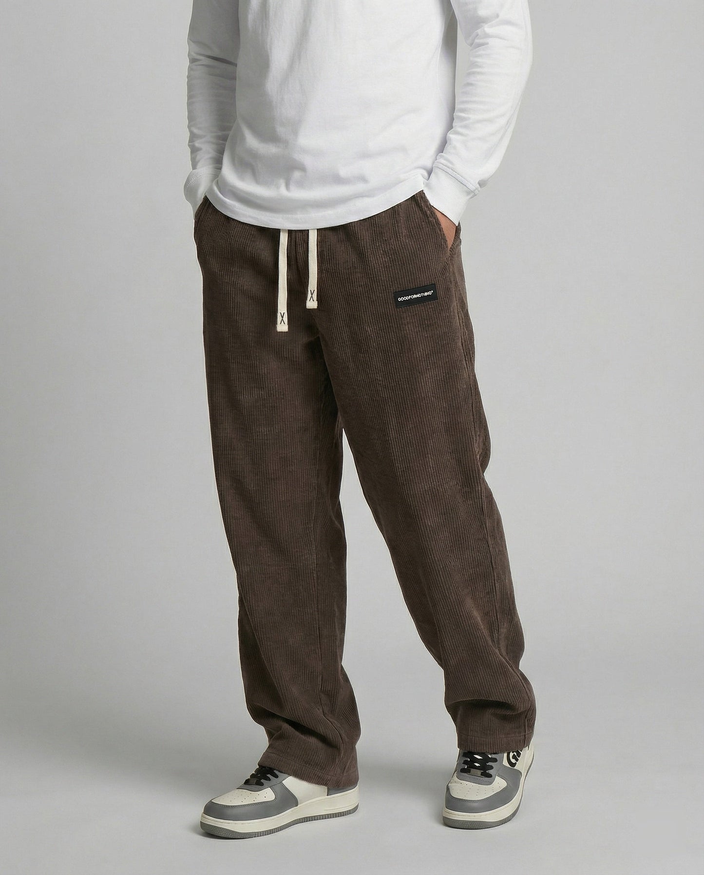 Pantaloni Uomo in Velluto a Coste con Coulisse Larga