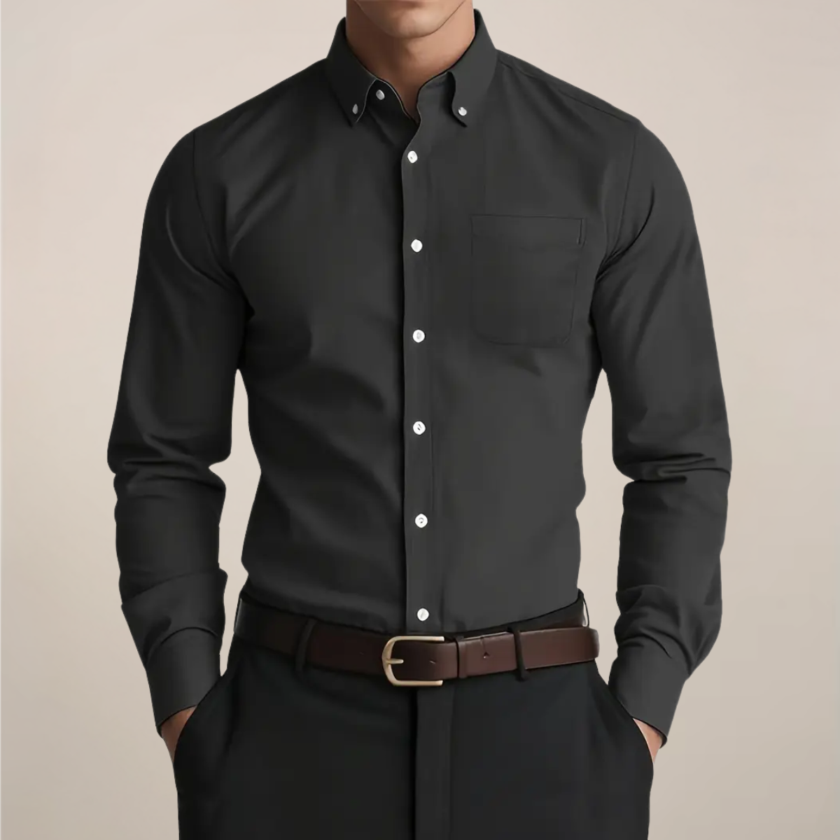 Camicia Uomo Classica Cotone Manica Lunga Bottoni
