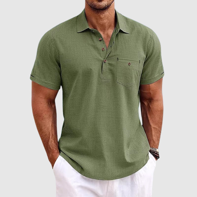 Polo Uomo Cotone con Tasche e Abbottonatura