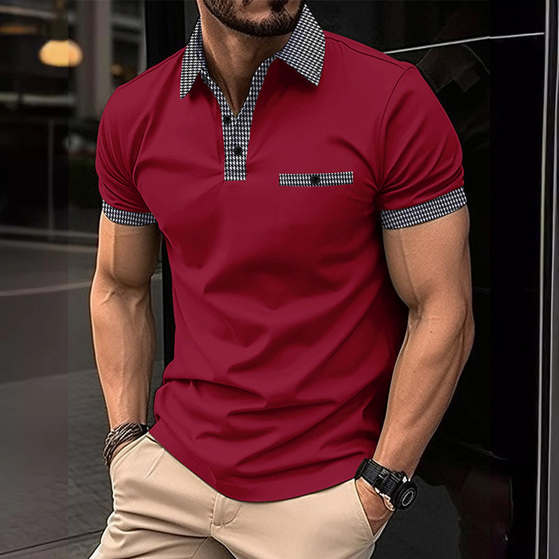 Polo Uomo Cotone Colletto a Quadri Tasche