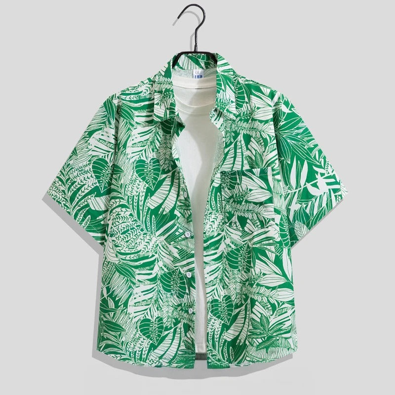 Camicia Uomo Manica Corta Fantasia Floreale Casual