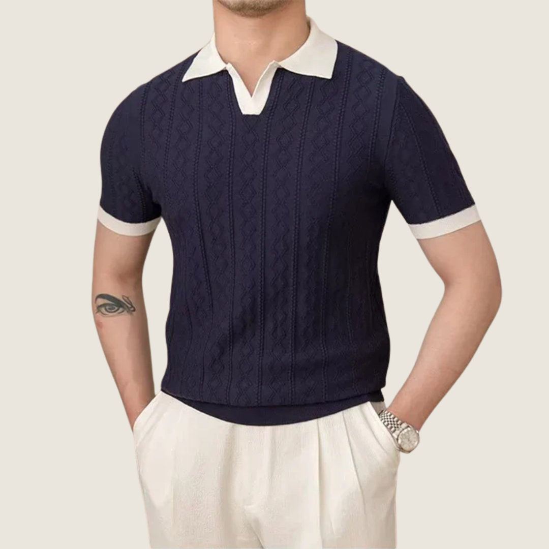 Polo Uomo in Cotone Colletto a Contrasto Strutturato