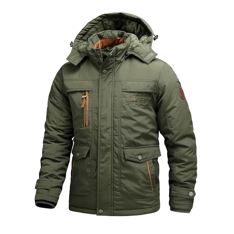 Giacca Invernale Uomo Impermeabile Imbottita con Cappuccio Staccabile