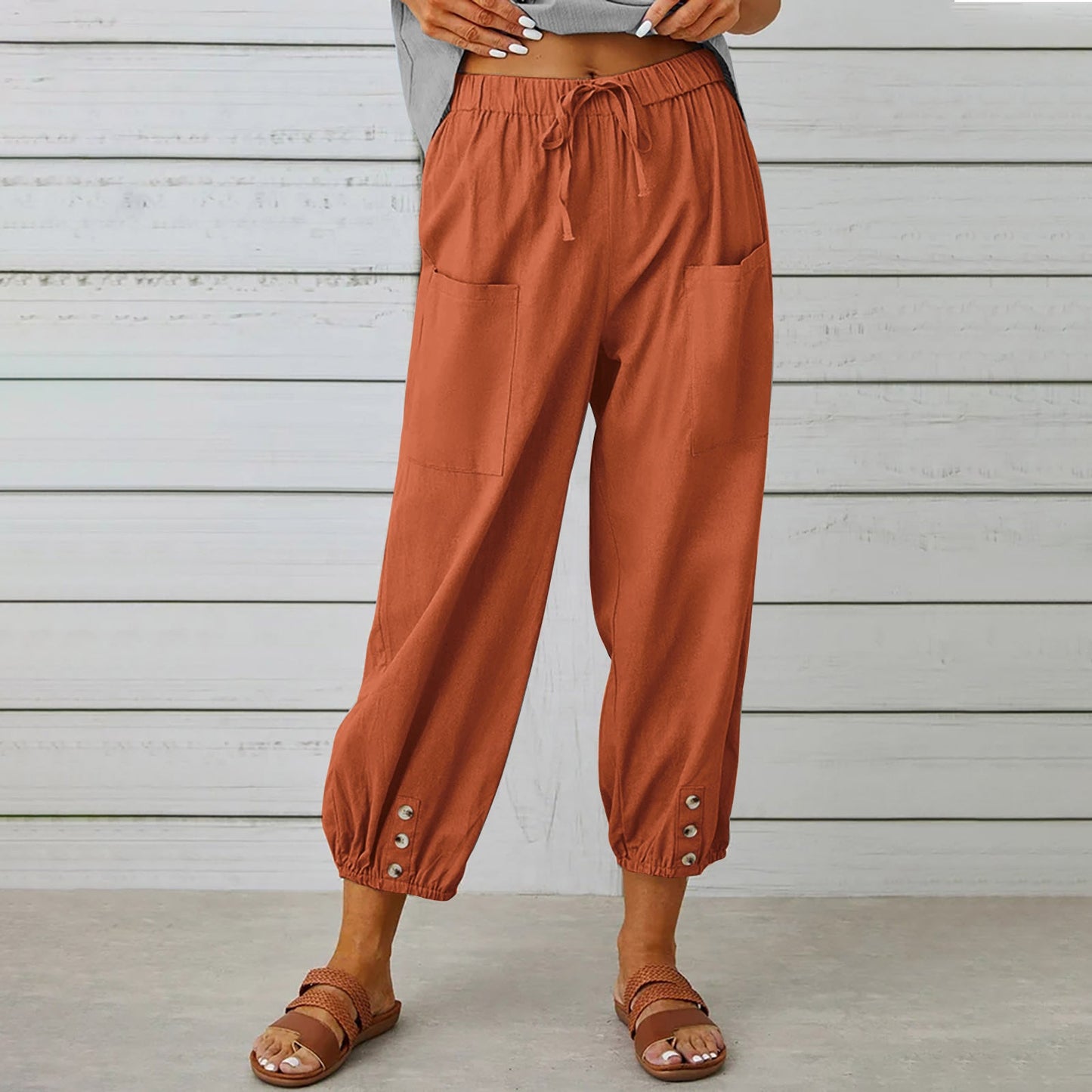 Pantaloni Cargo Donna con Coulisse Vita Elastico