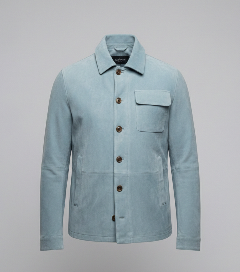 Giacca Uomo in Camoscio Casual Collo Pratico