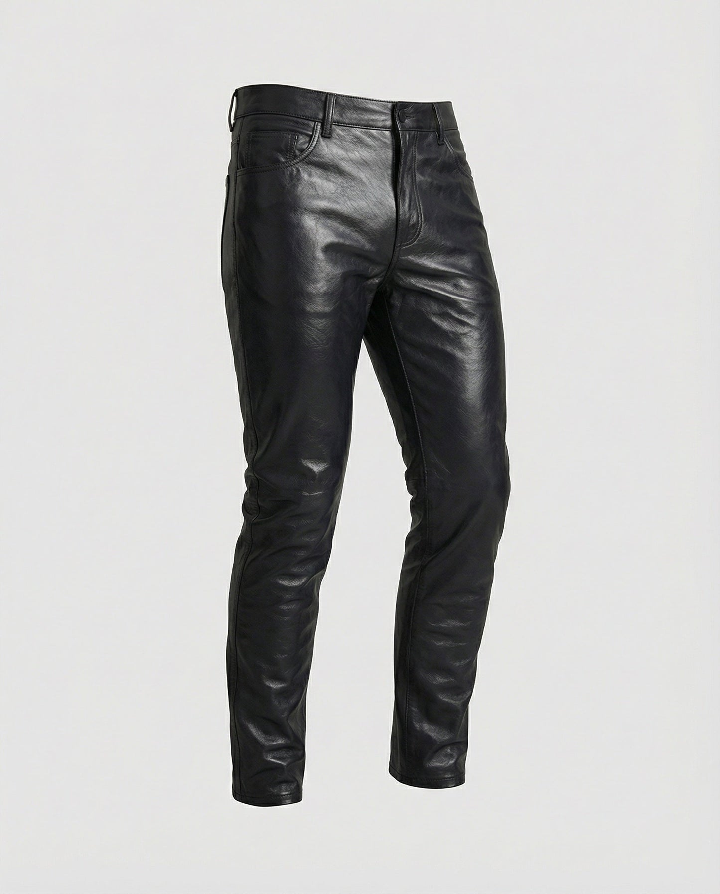Pantaloni Uomo in Ecopelle Slim Fit con Cuciture Decorative