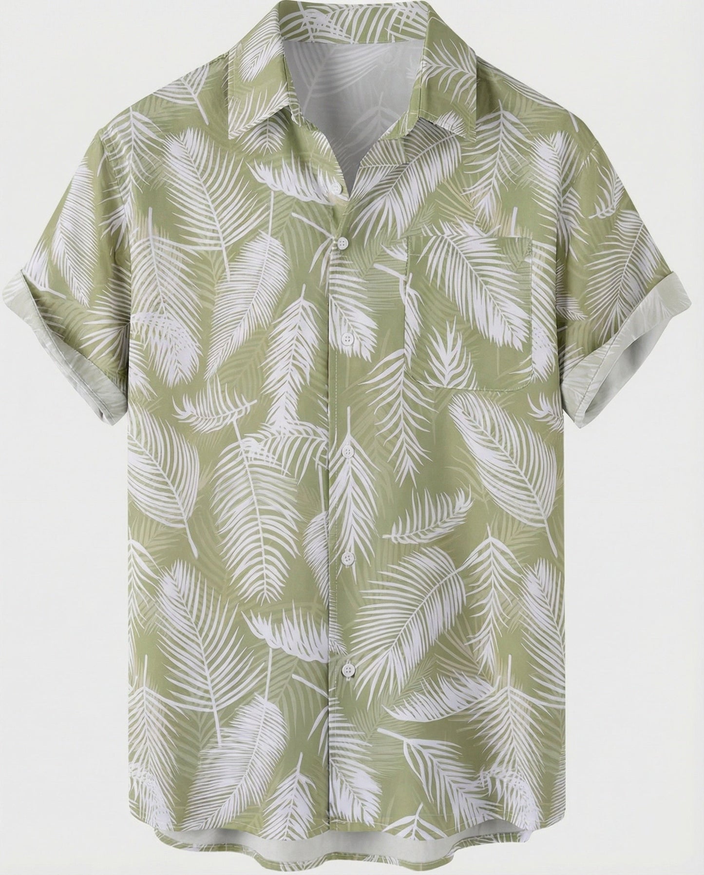 Camicia Uomo Manica Corta Cotone Stampa Palme