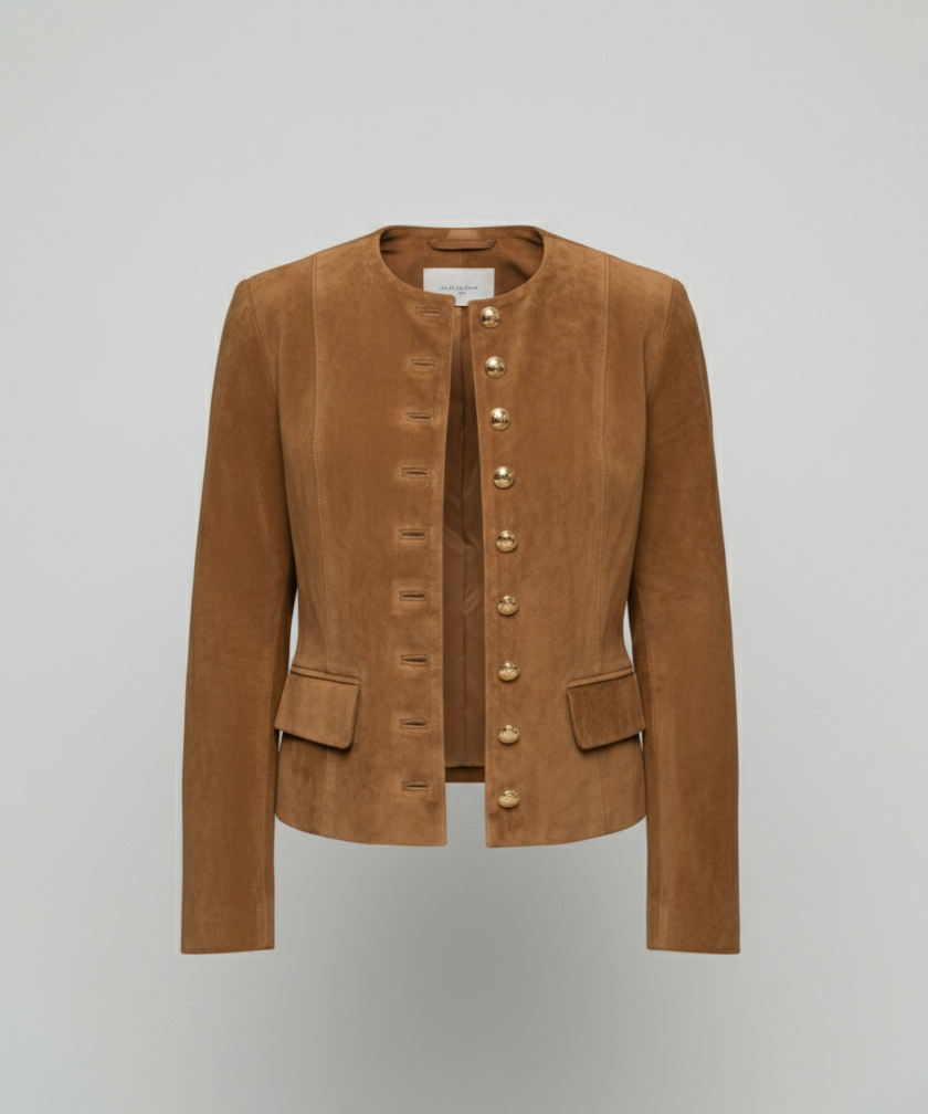 Giacca Donna in Pelle Scamosciata Bottoni