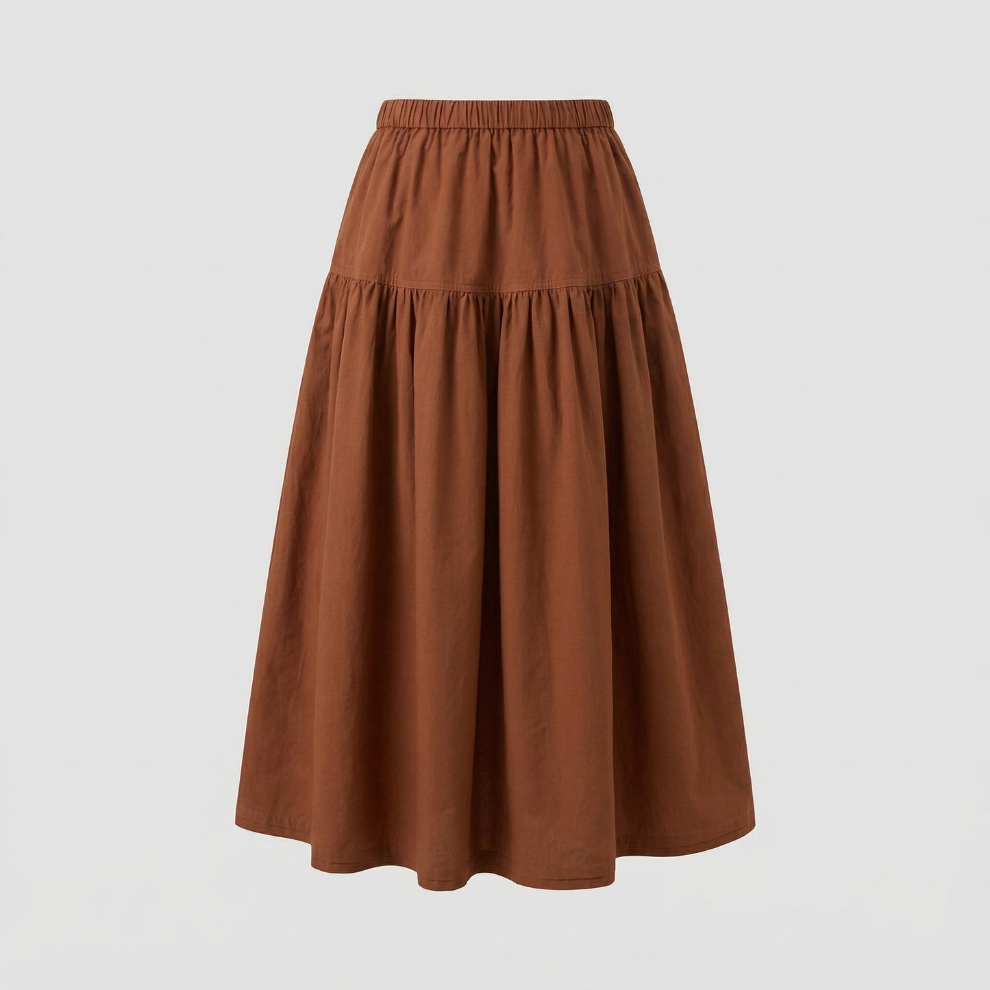 Gonna Midi Donna Morbida a Balze con Vita Elastico