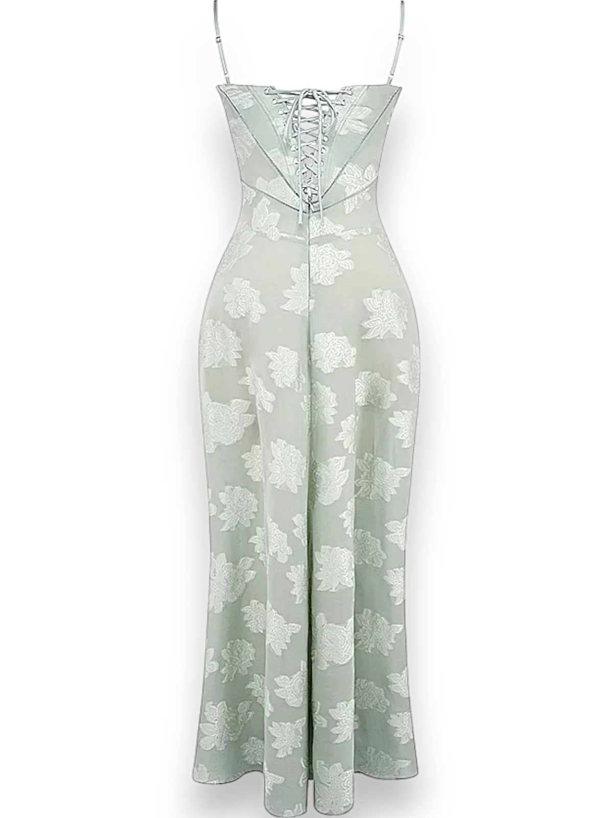 Robe longue en coton, ornée de broderies florales, avec des bretelles fines pour un look élégant et féminin.