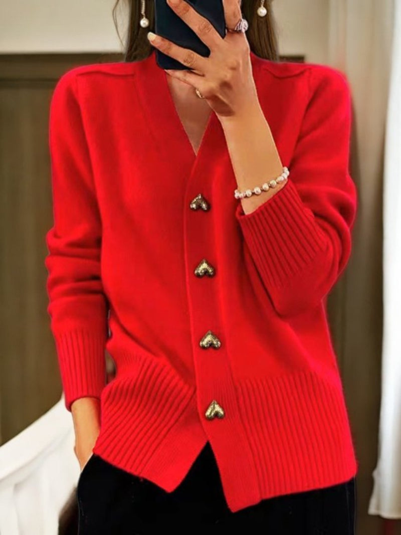 Cardigan Donna Maglia con Bottoni Manica Lunga Caldo