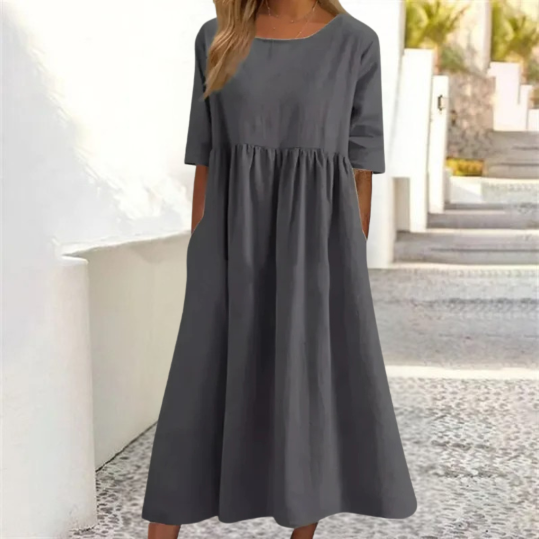 Abito Midi Donna Vestibilità Ampia Gonna Fluttuante