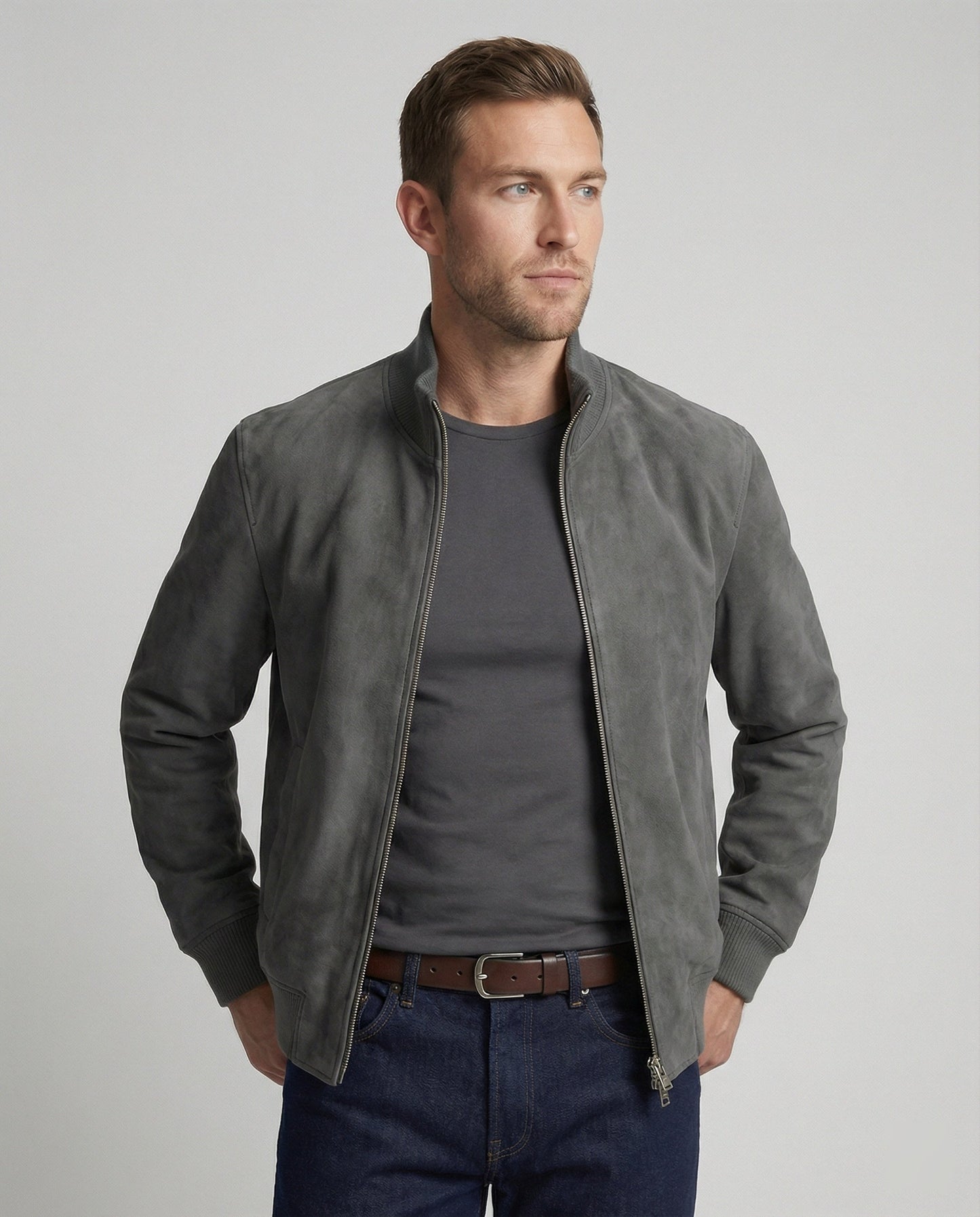 Giacca Bomber Uomo Effetto Pelle Casual
