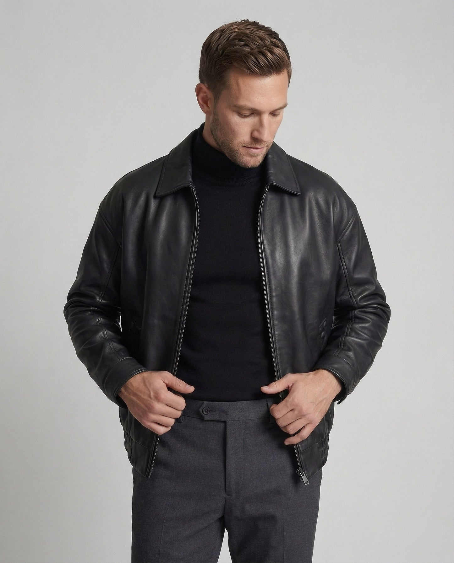 Giacca Uomo Effetto Pelle Stile Minimal