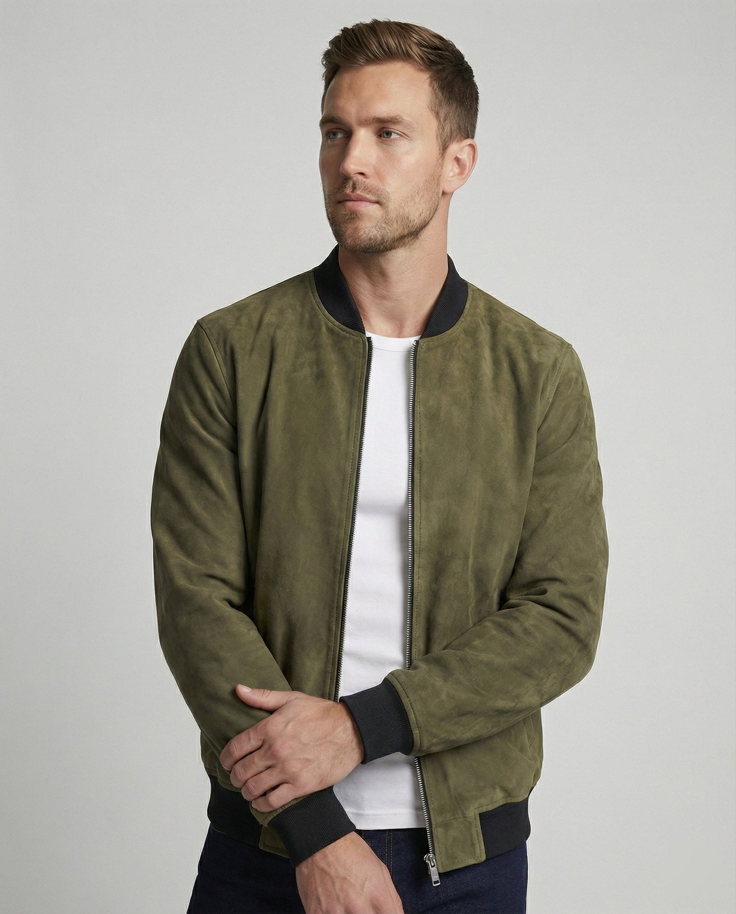 Giacca Bomber Uomo in Velour Vestibilità Classica