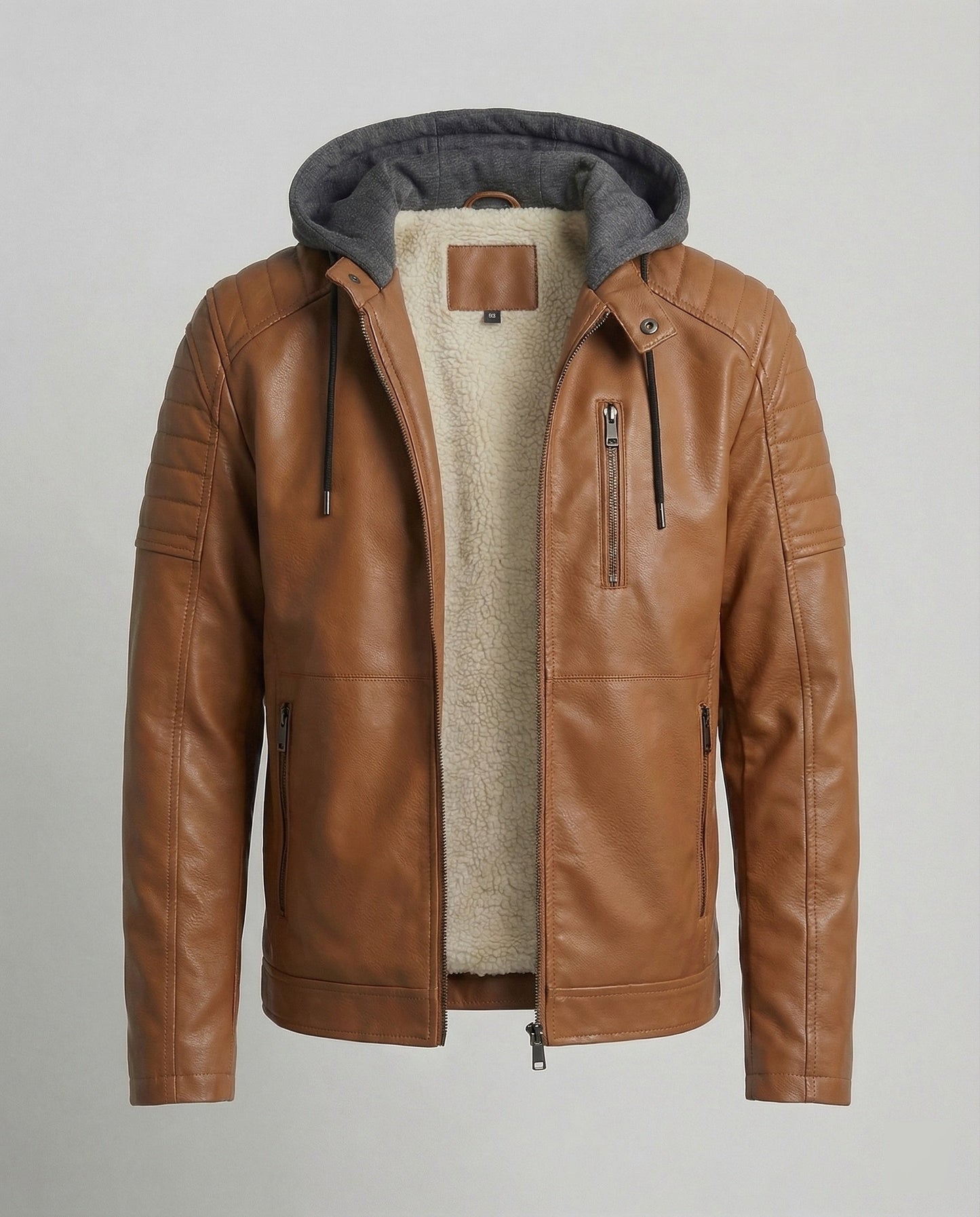 Giacca Uomo in Pelle con Cappuccio Integrato